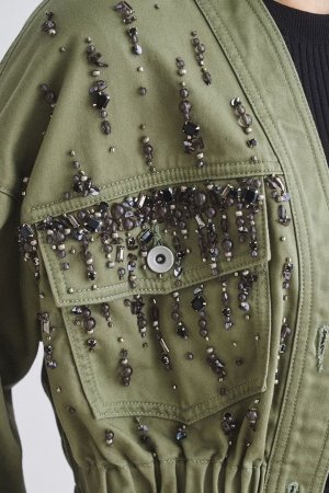 画像9: 【 40%OFF セール49,500円→29,700円】 グレースコンチネンタル｜GRACE CONTINENTAL ビジューノーカラーアーミージャケット{0122301096-19KHA-BBA}