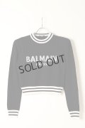 {SOLD}BALMAIN バルマン BF1 KNIT CROPPED MESH LOGO{12KA000K225-EAB-BAA}