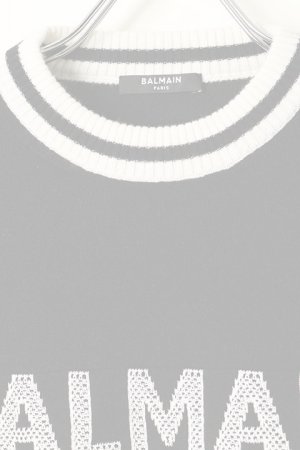 画像2:   BALMAIN バルマン BF1 KNIT CROPPED MESH LOGO{12KA000K225-EAB-BAA}
