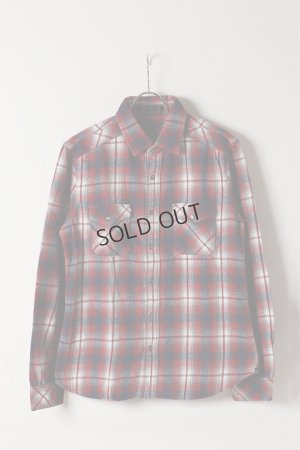 画像1: {SOLD}roarguns ロアーガンズ "PISTOL"&"SON OF GOD" CORD EMBROIDERY ONE WASH FLANNEL CHECK SHAGGY RAISING SHIRT{-ADA}
