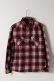 画像1: 【 50%OFF セール｜35,200円→17,600円】 roarguns ロアーガンズ "PISTOL"&"SON OF GOD" CORD EMBROIDERY ONE WASH FLANNEL CHECK SHAGGY RAISING SHIRT{-ADA} (1)
