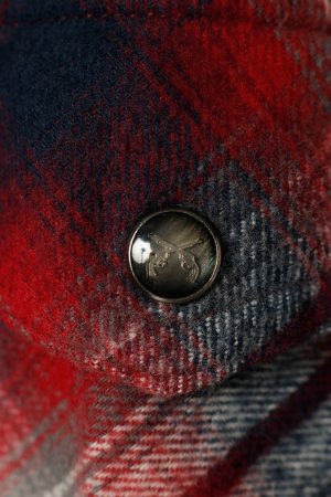 画像4: 【 50%OFF セール｜35,200円→17,600円】 roarguns ロアーガンズ "PISTOL"&"SON OF GOD" CORD EMBROIDERY ONE WASH FLANNEL CHECK SHAGGY RAISING SHIRT{-ADA}