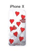 【 60%OFF セール｜8,470円→3,388円】 IPHORIA アイフォリア Transparent with Floating Red Hearts【リキッドコレクション】【iPhone X】{-AHS}