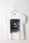 ANN DEMEULEMEESTER アンドゥムルメステール T-SHIRT UNICOTTON WHITE+PRINT "VISION" BLACK{1901-3803-240-002-WHT-AIS}