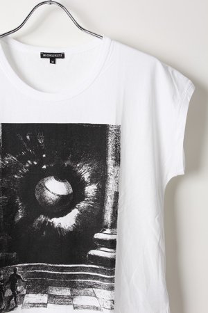 画像3: 【 30%OFF セール｜49,280円→34,496円】 ANN DEMEULEMEESTER アンドゥムルメステール T-SHIRT UNICOTTON WHITE+PRINT "VISION" BLACK{1901-3803-240-002-WHT-AIS}