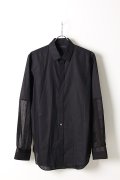 ANN DEMEULEMEESTER アンドゥムルメステール SHIRT COTONE BLACK+PACE BLACK{1907-3602-120-098-BLK-AIS}