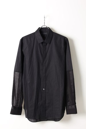 画像1: ANN DEMEULEMEESTER アンドゥムルメステール SHIRT COTONE BLACK+PACE BLACK{1907-3602-120-098-BLK-AIS}