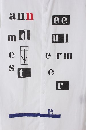 画像3: ANN DEMEULEMEESTER アンドゥムルメステール SHIRT COTONE WHITE+PRINT{2007-3601-120-001-WHT-BJS}
