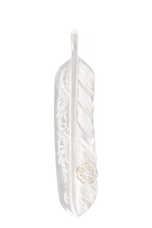 画像1:   Taro Washimi タロウ ワシミ 鷲見太郎 L arabesque flight feather 01/S K18 flower metal/diamond 2mm {-BES}  {E-19}  :WT-202504_19-F 