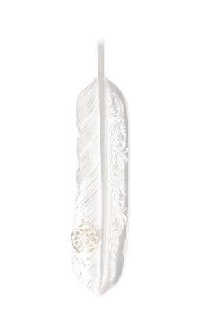 画像1:  {SOLD} Taro Washimi タロウ ワシミ 鷲見太郎 L arabesque flight feather 02/S K18 flower metal/diamond 2mm {-BES}  {E-20}  :WT-202504_20-F 