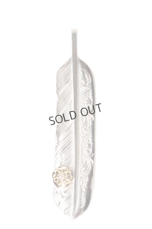 画像1: Taro Washimi タロウ ワシミ 鷲見太郎 L arabesque flight feather 02/S K18 flower metal/diamond 2mm{-BES}