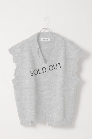 画像1: {SOLD}ekat エカット(UNISEX) DAMAGE LAYERED KNIT VEST{-BEA}