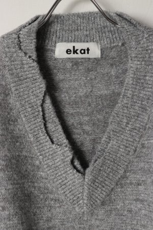 画像2: ekat エカット(UNISEX) DAMAGE LAYERED KNIT VEST{-BEA}