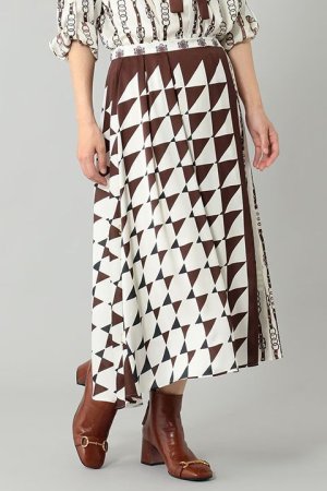 画像6: 【 40%OFF セール42,900円→25,740円】 グレースコンチネンタル｜GRACE CONTINENTAL グレースクラス GRACE CLASS コンビツイルプリントスカート{0221321091-21BRW-BAA}