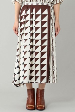 画像7: 【 40%OFF セール42,900円→25,740円】 グレースコンチネンタル｜GRACE CONTINENTAL グレースクラス GRACE CLASS コンビツイルプリントスカート{0221321091-21BRW-BAA}