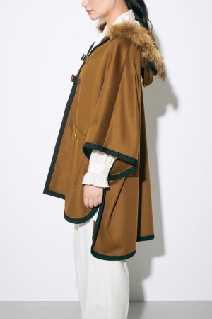 画像3: 【 40%OFF セール49,500円→29,700円】 グレースコンチネンタル｜GRACE CONTINENTAL グレースクラス GRACE CLASS ファーフードwoolポンチョ{0221484536-21BRW-BAA}