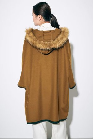 画像4: 【 40%OFF セール49,500円→29,700円】 グレースコンチネンタル｜GRACE CONTINENTAL グレースクラス GRACE CLASS ファーフードwoolポンチョ{0221484536-21BRW-BAA}