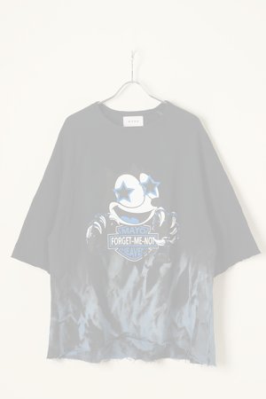 画像1:   MAYO×slave of fashion メイヨー×スレイブオブファッション 【SLAVE OF MAYO】POP UP DOUBLE NAME LIMITED ITEM Fire SWEAT Tee{22MY-YS-UB-01-BLU-BBS}