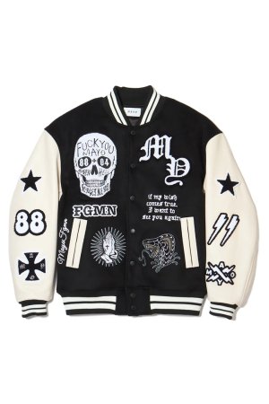 画像1: MAYO メイヨー MY FGMN EMBROIDERY STADIUM JKT 刺繍スタジャン{-BEA}
