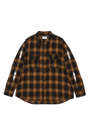 画像1: MAYO メイヨー STUD LOOK EMBROIDERY CHECK SHIRT スタッズ風刺繍チェックシャツ{-BEA}