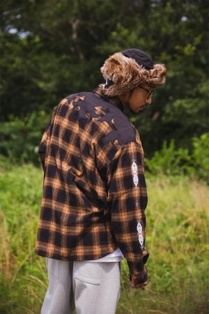 画像6: MAYO メイヨー STUD LOOK EMBROIDERY CHECK SHIRT スタッズ風刺繍チェックシャツ{-BEA}