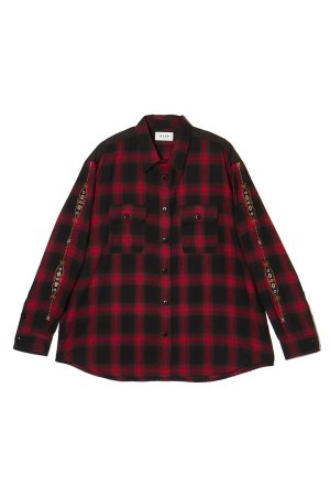 画像1: MAYO メイヨー STUD LOOK EMBROIDERY CHECK SHIRT スタッズ風刺繍チェックシャツ{-BEA}