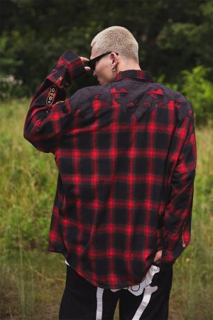 画像7: MAYO メイヨー STUD LOOK EMBROIDERY CHECK SHIRT スタッズ風刺繍チェックシャツ{-BEA}