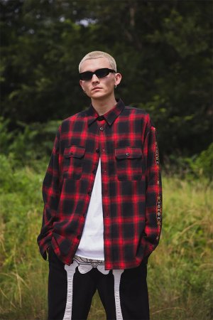 画像8: MAYO メイヨー STUD LOOK EMBROIDERY CHECK SHIRT スタッズ風刺繍チェックシャツ{-BEA}