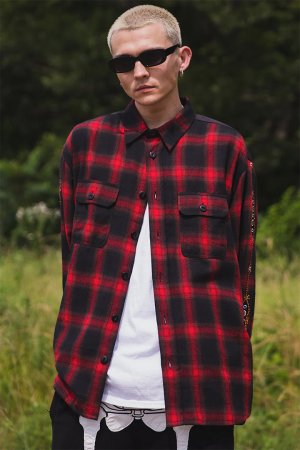 画像9: MAYO メイヨー STUD LOOK EMBROIDERY CHECK SHIRT スタッズ風刺繍チェックシャツ{-BEA}