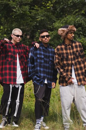 画像14: MAYO メイヨー STUD LOOK EMBROIDERY CHECK SHIRT スタッズ風刺繍チェックシャツ{-BEA}