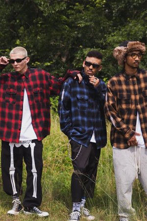 画像15: MAYO メイヨー STUD LOOK EMBROIDERY CHECK SHIRT スタッズ風刺繍チェックシャツ{-BEA}