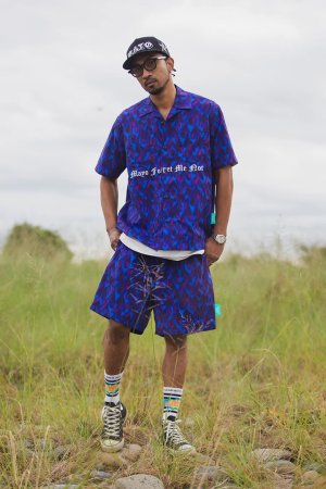 画像3: MAYO メイヨー ALL-OVER PATTERN EMBROIDERY 2WAY NYLON SHORTS{-BFS}