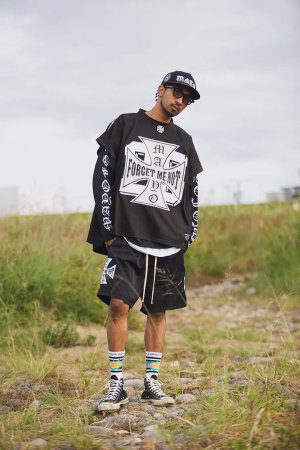 画像9: MAYO メイヨー IRON CROSS EMBROIDERY 2WAY NYLON SHORTS{-BFS}