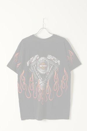 画像4:  {SOLD} Vintage HARLEY DAVIDSON TEXAS BEDFORD FIRE PATTERN TEE{-BAA}