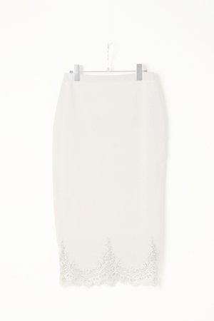 画像1:  {SOLD} グレースコンチネンタル｜GRACE CONTINENTAL ダイアグラム DIAGRAM ヘムレースニットスカート{0321123185-03BEG-BAS}