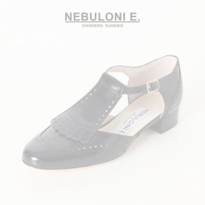 画像1:   NEBULONI E. ネブローニ ウイングチップ ストラップシューズ{5850/DIDO-JAZZ NERO-BJS}