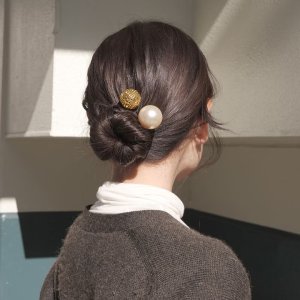 画像6: France Luxe フランス ラックス パール スパイラル スクリューピンL (クリーム/ゴールド){639709449898-BBS}