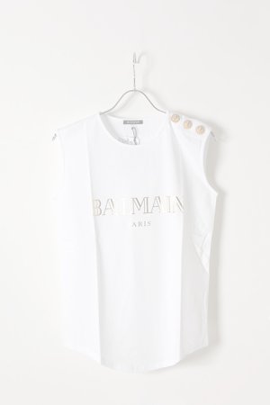 画像1:   BALMAIN バルマン BF1 T-SHIRT LOGO BALMAIN{718387326I-0001-AIS}