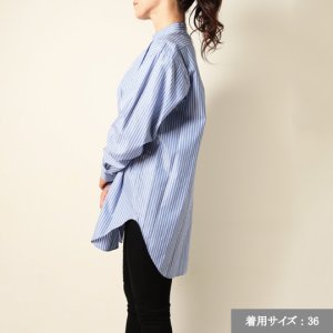 画像9: 【 40%OFF セール66,000円→39,600円】 BLAMINK ブラミンク ストライプバンドカラーシャツ{7911-230-0092-BLU-BJS}