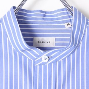 画像3: 【 40%OFF セール66,000円→39,600円】 BLAMINK ブラミンク ストライプバンドカラーシャツ{7911-230-0092-BLU-BJS}