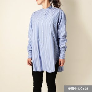 画像8: 【 40%OFF セール66,000円→39,600円】 BLAMINK ブラミンク ストライプバンドカラーシャツ{7911-230-0092-BLU-BJS}
