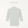   BLAMINK ブラミンク カシミヤシルク18Gリブショートスリーブニット{7913-106-0205-OLV-BAS}