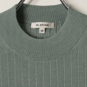 画像2: 【 40%OFF セール88,000円→52,800円】 BLAMINK ブラミンク カシミヤシルク18Gリブショートスリーブニット{7913-106-0205-OLV-BAS}