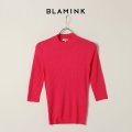 BLAMINK ブラミンク カシミヤシルク18Gリブショートスリーブニット{7913-106-0205-PNK-BAS}