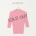 {SOLD}BLAMINK ブラミンク カシミヤシルク18Gリブショートスリーブニット{7913-106-0205-PNK-BAS}