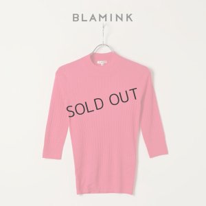 画像1: {SOLD}BLAMINK ブラミンク カシミヤシルク18Gリブショートスリーブニット{7913-106-0205-PNK-BAS}