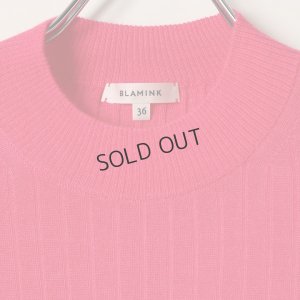 画像2: {SOLD}BLAMINK ブラミンク カシミヤシルク18Gリブショートスリーブニット{7913-106-0205-PNK-BAS}
