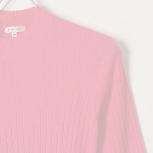画像3:   BLAMINK ブラミンク カシミヤシルク18Gリブショートスリーブニット{7913-106-0205-PNK-BAS}