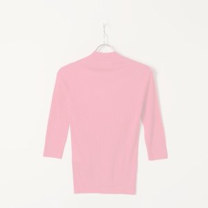 画像7:   BLAMINK ブラミンク カシミヤシルク18Gリブショートスリーブニット{7913-106-0205-PNK-BAS}