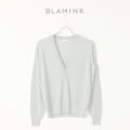  BLAMINK ブラミンク カシミヤシルク18G　Vネックカーディガン{7915-106-0032-OLV-BAS}